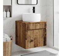 Tonture Meuble de lavabo Mural en Bois Ancien 49 x 44,5 x 66 cm avec Grand Espace de Rangement pour Salle de Bain compacte et Moderne, idéal pour optimiser la Place et Organiser efficacement