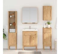 Tonture Meuble de Salle de Bain Haut en Bois de pin Massif Couleur Cire Marron Dimensions 35 x 30 x 160 cm avec étagère réglable Porte à charnières pour Rangement intérieur Maison Appartement