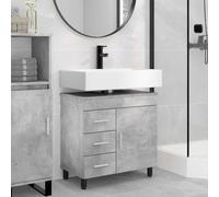 Tonture Meuble lavabo Vasque avec Armoire, Rangement et tiroirs en Bois d'ingénierie, Design Moderne, Gris béton, Dimensions 60 x 35 x 60 cm, idéal pour Salle de Bain, Toilette ou Douche