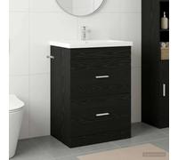 Tonture Meuble sous lavabo en Bois d'ingénierie Chêne Noir pour Salle de Bain avec Grande capacité de Rangement tiroirs et Porte Suspendu, Design Moderne et Compact idéal pour optimiser l'espace