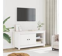 Tonture Meuble TV blanc 103 x 36,5 x 52 cm en pin massif, meuble de salon, console TV avec espace de rangement, support TV stable pour électronique grand public