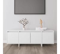 Tonture Meuble TV blanc 120 x 30 x 40,5 cm, matériau en bois, meuble de salon durable pour DVD, consoles et magazines, centre de divertissement moderne