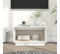 Tonture Meuble TV blanc 60 x 35 x 35 cm en pin massif - Design flottant - Meuble TV robuste pour électronique grand public