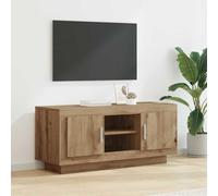 Tonture Meuble TV en chêne artisanal, 102 x 35 x 45 cm, matériau du bois, console multimédia pour salon, design moderne, banc TV stable avec espace de rangement