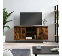 Tonture Meuble TV en chêne fumé 104 x 35 x 50 cm - Meuble de salon avec 4 compartiments - Buffet TV stable pour médias et électroniques