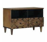 Tonture Meuble TV marron - 70 x 33,5 x 46 cm - En bois massif de mangue - Design moderne - Meuble de rangement durable pour salon, meuble TV bas, médias, rack HiFi, gestion des câbles, montage mural