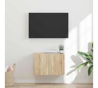 Tonture Meuble TV mural en chêne Sonoma - 59,5 x 31 x 40 cm - En bois - Console TV flottante avec 2 portes - Meuble de salon moderne - Centre multimédia pour l'électronique