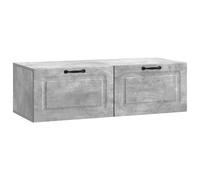 Tonture Meuble TV Mural Gris béton en Bois d'ingénierie 98 x 41 x 30 cm avec Rangement Multiple, Porte pivotante, Support pour écran Multimedia et Gestion câble pour Salon Moderne