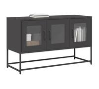 Tonture Meuble TV noir 100,5 x 39 x 60,5 cm, en acier laminé à froid, meuble de salon robuste pour téléviseur à écran plat, centre de divertissement moderne