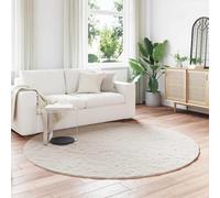 Tonture Olite - Tapis en fourrure synthétique - Beige - Diamètre : 160 cm - Polyester - Fond rond - Pour salon, chambre à coucher - Extra doux et confortable - Décoration moderne - Sensation de luxe