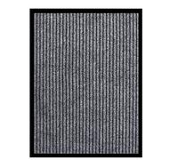 Tonture Paillasson rayé gris 60 x 80 cm en 100 % polypropylène avec dos en vinyle antidérapant, lavable, résistant aux intempéries, absorbant pour porte d'entrée, couloir, balcon, terrasse, intérieur