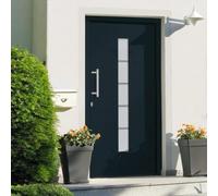 Tonture Porte d'entrée aluminium et PVC anthracite 100x210 cm battante blindée avec vitrage isolant triple couche serrure sécurité 5 points poignée inox charnières réglables maison appartement