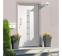 Tonture Porte d'entrée aluminium et PVC blanc 110x210 cm avec vitrage isolant, serrure blindée 5 points, poignée inox, charnières réglables, isolation thermique et phonique pour maison et