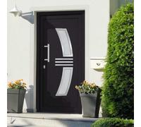 Tonture Porte d'entrée principale battante anthracite 88x200 cm avec vitrage isolant, huisserie robuste en aluminium, serrure de sécurité et isolation thermique pour maison et appartement
