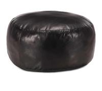 Tonture Pouf noir en cuir de chèvre véritable - 60 x 30 cm - Pouf rembourré avec rembourrage en coton - Pouf cube et repose-pieds pour salon, chambre à coucher, couloir