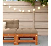Tonture Repose-Pieds de Jardin en Bois de pin Massif Brun ciré, Module d'angle modulable pour canapé extérieur, mobilier Lounge Durable avec Coussins Taupe, pour terrasse et Patio