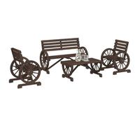 Tonture Salon de jardin 4 pièces en pin massif style Adirondack résistant aux intempéries pour terrasse, balcon, jardin, banc inclus, 2 chaises, table, extérieur