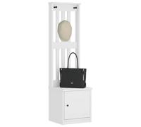 Tonture SANDNES Porte-manteaux en pin massif avec crochets, espace de rangement et banc pour entrée Blanc 45 x 40 x 159,5 cm