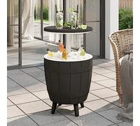 Tonture Table à glacière 3 en 1 Noir polypropylène 37 L 48x48x82 cm pour Jardin terrasse Balcon Piscine Barbecue mobilier extérieur Polyvalent