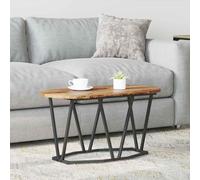 Tonture Table basse aspect bois vieilli 80 x 40 x 40,5 cm, contreplaqué et métal, ovale, design industriel pour salon, table d'appoint moderne, grain de bois robuste