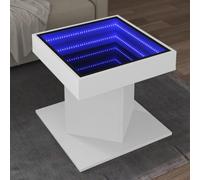 Tonture Table Basse avec LED Blanc Bois d'ingénierie 50x50x45 cm multifonctionnelle pour Salon Chambre intérieur Maison Bureau Ambiance Lumineuse Moderne
