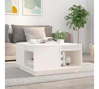 Tonture Table Basse Blanc en Bois Massif de pin 60x61x32,5 cm avec Grand Plateau et Rangement, Meuble Salon Multifonction pour séjour Chambre Bureau, Style Moderne Industriel scandinave