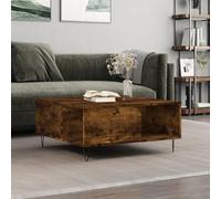 Tonture Table Basse chêne fumé 80x80x36,5 cm Bois d'ingénierie avec Pieds métal, Grand Espace de Rangement, Meuble Salon Moderne pour séjour, Bureau, Chambre, Design Industriel