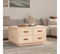 Tonture Table Basse en Bois Massif de pin 80x80x45 cm avec 4 tiroirs Rangement, Plateau Robuste pour Salon séjour Chambre, Meuble gigogne Design scandinave Industriel