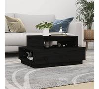 Tonture Table Basse Noir en Bois Massif de pin 80x55x40,5 cm avec Grand Plateau et Rangement, Meuble Salon Design Industriel pour séjour Chambre Bureau intérieur Maison