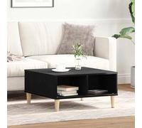 Tonture Table basse noire aspect chêne 60 x 60 x 30 cm, carrée, avec 2 étagères, résistante aux rayures, pour salon, moderne, robuste, durable