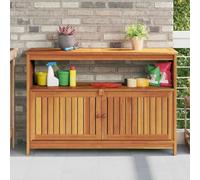 Tonture Table Console de Jardin en Bois Massif d'acacia Finition Huile 110x35x75 cm Stable avec étagère et Portes pour terrasse Balcon Patio Veranda