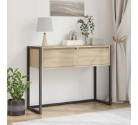 Tonture Table d'appoint en Bois d'ingénierie Sonoma 100 x 36 x 75 cm avec Pieds en Acier, 2 tiroirs, Meuble de Rangement Polyvalent pour Salon, Chambre, Bureau, Support Console et desserte