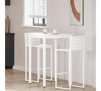 Tonture Table de bar blanche 110 x 55 x 105 cm, en bois de pin massif, table haute moderne pour cuisine et salle à manger, pieds en métal robuste, convient pour appartement