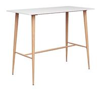Tonture Table de bar blanche 120 x 60 x 105 cm avec panneau MDF et pieds en métal aspect bois moderne pour cuisine, salle à manger, appartement, table de salle à manger