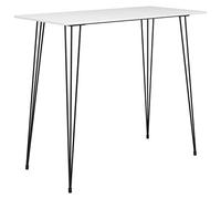 Tonture Table de bar, blanche, 120 x 60 x 105 cm, moderne, pour cuisine et salle à manger, table de comptoir haute en MDF et métal, pour appartement, salle à manger