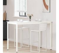 Tonture Table de bar blanche 150 x 80 x 105 cm en pin massif Table haute moderne pour cuisine, salle à manger, appartement, haute stabilité, capacité de charge 80 kg