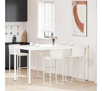 Tonture Table de bar blanche 200 x 100 x 105 cm en bois de pin massif, poutre en forme de H, table à manger moderne pour cuisine, salle à manger, appartement, durable