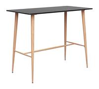 Tonture Table de bar, noire, 120 x 60 x 105 cm, pour cuisine, salle à manger, plateau en MDF avec pieds en métal solides, aspect bois, design moderne pour appartement, salle à manger