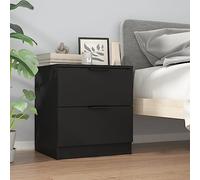 Tonture Table de chevet noire en bois robuste, 45 x 39 x 50 cm, avec 2 tiroirs pour chambre à coucher, table d'appoint stable et console de nuit, rangement pratique