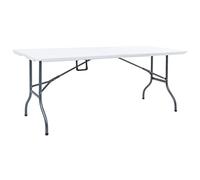 Tonture Table Pliable de Jardin Blanc en PEHD 180x72x72 cm avec Cadre Acier Stable, Mallette de Transport, idéale pour terrasse, Camping, Barbecue, Repas en extérieur