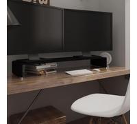 Tonture Table TV surélevée en verre trempé noir 110 x 30 x 13 cm, rehausseur pour salon, meuble de centre de divertissement, console moderne