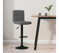 Tonture Tabouret de bar en velours gris foncé - Réglable en hauteur - Avec repose-pieds - Chaise de cuisine moderne pour île et table de bar - Charge maximale : 110 kg - Acier revêtu par poudre noire