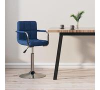 Tonture Tabouret de bar pivotant en tissu bleu avec accoudoirs - Pour îlot de cuisine - Moderne - Avec vérin à gaz - 48 x 47 x 71-85,5 cm