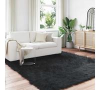 Tonture Tafalla Tapis en peau de mouton synthétique, noir, 200 x 200 cm, en polyester, fourrure synthétique, extra doux, pour salon, chambre à coucher, décoration moderne, atmosphère confortable