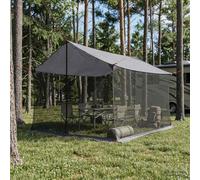 Tonture Tarp de Camping avec Murs en Maille Gris et Orange, bâche résistante aux UV, 340x260x220 cm, Protection ventilée avec moustiquaire, Montage Rapide pour randonnée, Plage