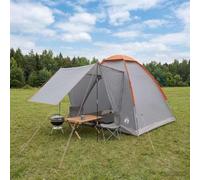 Tonture Tente de Camping 2 Personnes Gris et Orange en Polyester et Acier avec moustiquaire, auvent détachable, Montage Rapide et Protection pour Plein air randonnée Trekking
