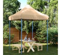 Tonture Tente de réception Pliable Beige 200x200x306 cm avec Cadre Acier Enduit, auvent abri tonnelle pergola pour Jardin terrasse Camping, Protection Soleil Pluie Vent Facile à Monter