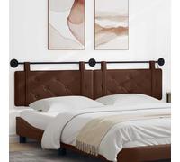 Tonture Tête de lit Suspendue avec lumière LED Marron en Simili Cuir, Design Moderne scandinave, Support rembourré capitonné, Fixation Murale, idéale pour Chambre Adulte ou Enfant, Ambiance Cosy