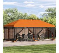 Tonture Tonnelle avec parois latérales - 6 x 3 m - Orange - Polyester et acier - Auvent résistant aux intempéries avec protection UV - Pliable et stable - Pour jardin, terrasse, camping et événements