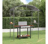 Tonture Tonnelle barbecue avec cadre en acier et toit en polycarbonate anthracite 220 x 115 x 230 cm, étagères latérales 105 x 20 cm, auvent résistant aux intempéries pour jardin, terrasse, camping